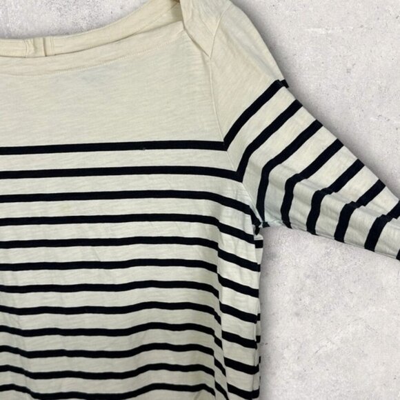 Sezane Striped Shift Dress Size Large Madewell Button Back Cream Black Mini Boho - Picture 10 of 13